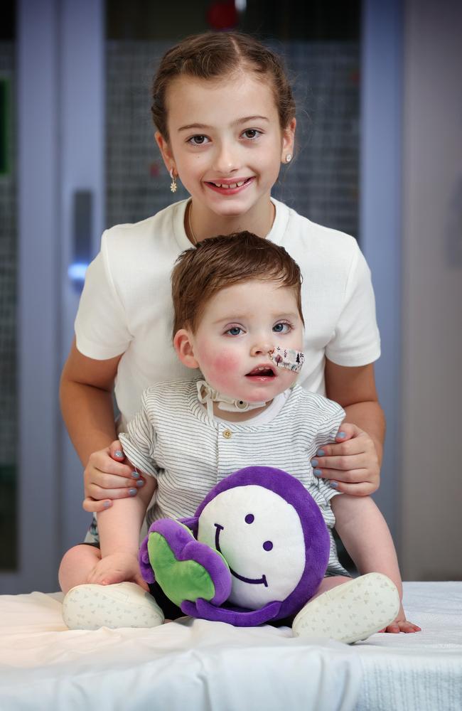 Finley Every, 2, and Emily Cooke, 10, are the faces of this year’s Good Friday Appeal. Picture: David Caird