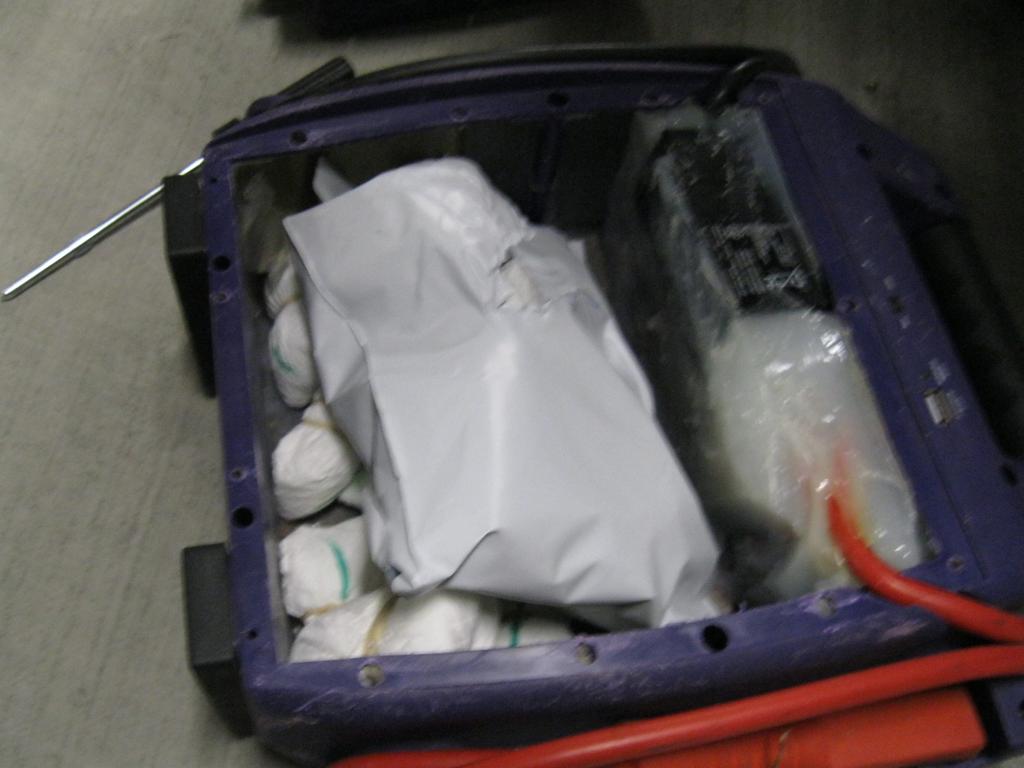 One of the battery pack compartments used by Adam Charles Johns to traffic drugs throughout the Sunshine Coast.