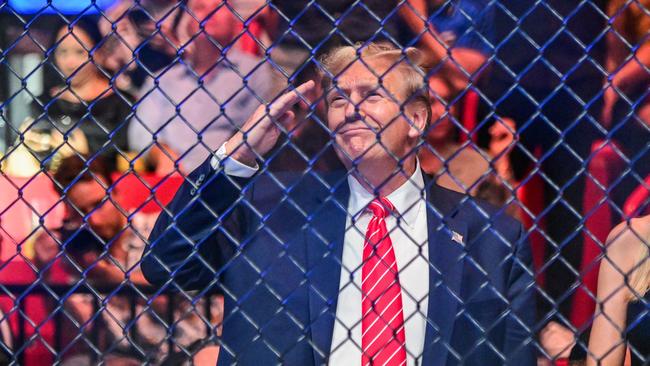 Donald Trump attends the Ultimate Fighting Championship at the Kaseya Centre in Miami at the weekend. Picture: AFP