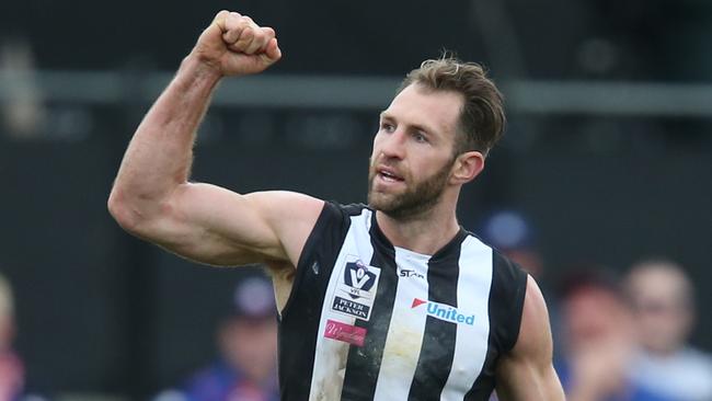 Travis Cloke in action for Collingwood’s VFL team on Saturday. Picture: David Crosling