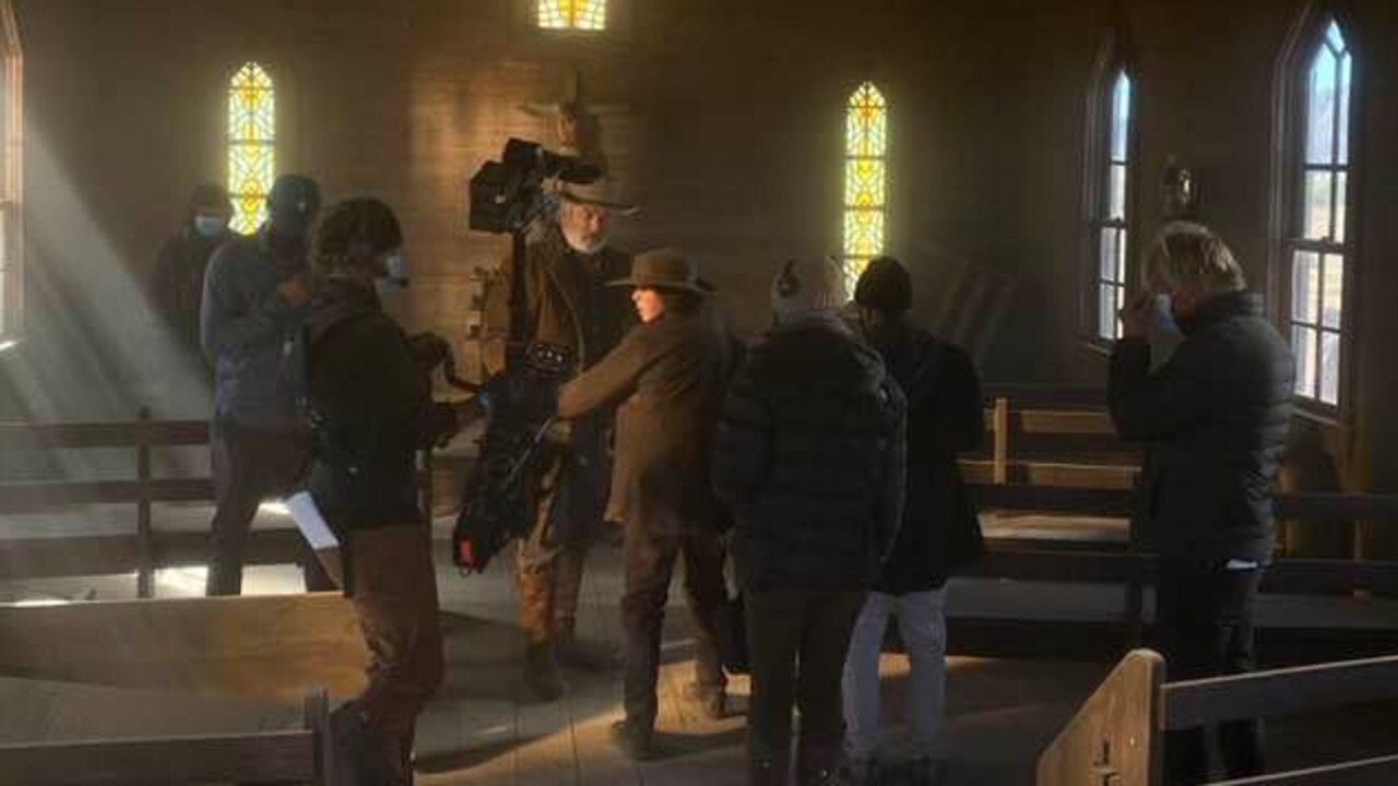 Rust crew member Serge Svetnoy posted this photo from the church on set where Hutchins was shot. Picture: Facebook.