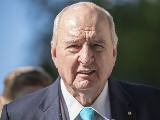 Radio broadcaster Alan Jones arrives at the Supreme Court in Brisbane, Monday, May 21, 2018. The Toowoomba-based Wagner family are suing the talkback radio host over comments he made during 32 broadcasts in 2014 and 2015. (AAP Image/Glenn Hunt) NO ARCHIVING