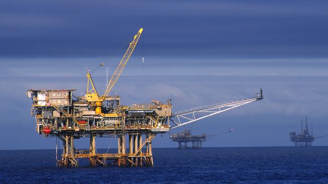 The Kingfisher rig, part of Esso Australia oil and gas field platforms in Bass Strait. Picture: Supplied