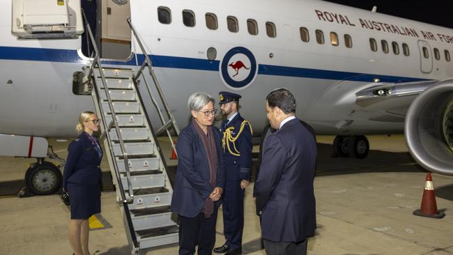 Foreign Minister Penny Wong arrived in Amman, Jordan on the first stop of her Middle East visit. Photo: Daniel Walding / Handout via NCA Newswire