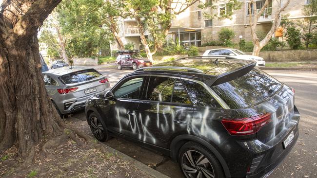 ‘F**K Israel’ was scrawled across cars and properties. Picture: NewsWire / Jeremy Piper