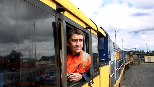 Freight train driver Wayne Blewden has his job at risk during the COVID-19 pandemic. Picture: Toby Zerna