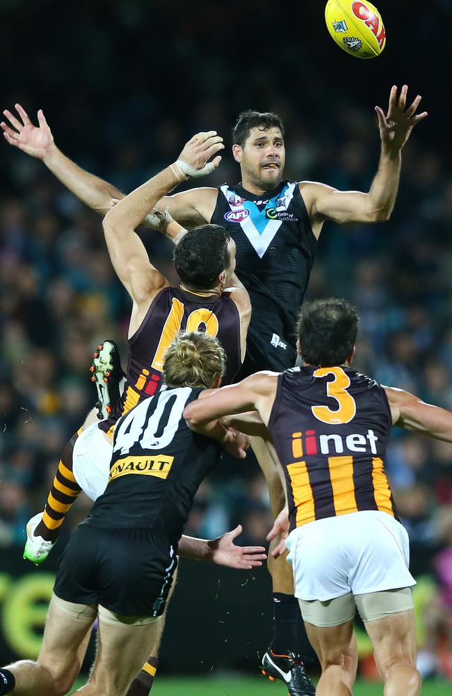 Paddy Ryder plays his best footy as a No. 1 ruckman. Picture: Sarah Reed