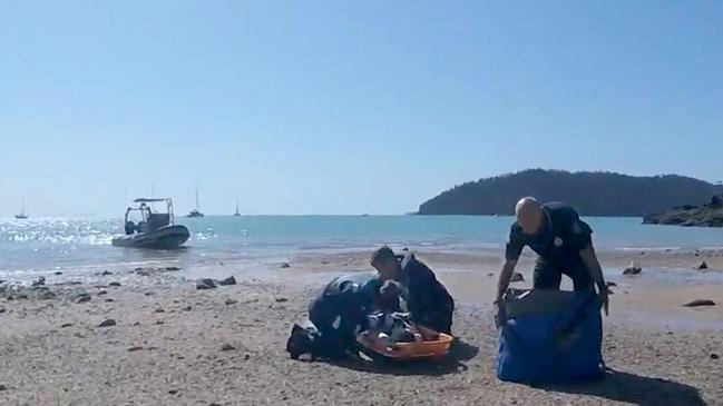 RACQ CQ Rescue, during an airlift of a child with a life threatening injury from a shark bite, Cid Harbour, Whitsundays, it was the second at Cid Harbour in just 24 hours - Must Credit - RACQ CQ Rescue