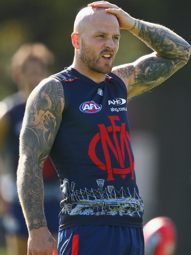 Jones takes a breather at training last month. Picture: Getty