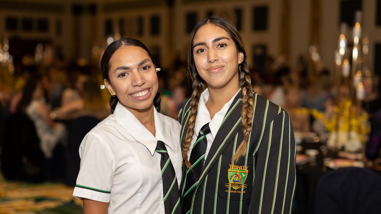 Alannah Jar Quin and Thalia Jarquin at the Trinity Lutheran College Mother's Day high tea fundraiser at the Palazzo Versace on Saturday, May 13. For The Pulse. Picture: Celeste Humphrey