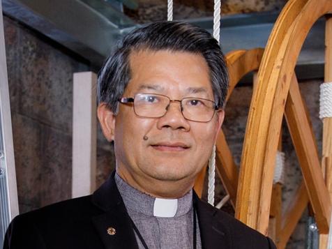 Parramatta Bishop Vincent Long a few days before the bells at St Patrick's Cathedral Parramatta rang for the first time on Christmas Eve 2020.