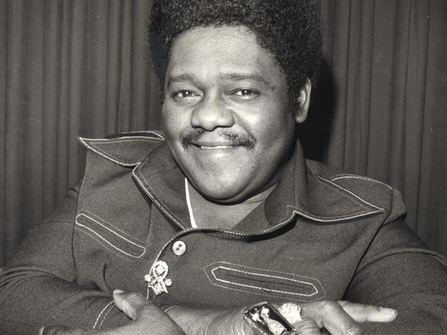 Fats Domino on a visit to Sydney in 1973. Picture: News Archives.