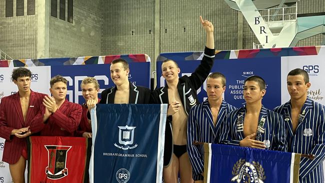 BGS acknowledge their win, flanked by Terrace (third) and Nudgee (Second).