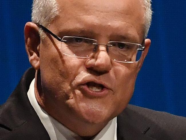 Australia's Prime Minister Scott Morrison speaks to colleagues and supporters during the Liberal Party's campaign launch in Melbourne on May 12, 2019. - Australia goes to the polls in a national election on May 18. (Photo by William WEST / AFP)