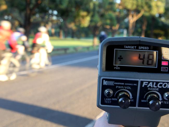 Cyclists snapped speeding. One group was clocked at 48km per hour in a 30 zone proving some bike users do indeed speed.