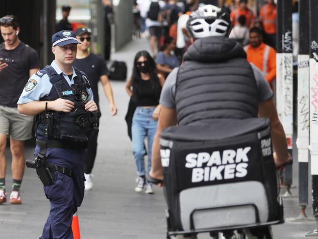 Sydney’s George St, where cyclists are riding on footpaths. Photo: John Grainger