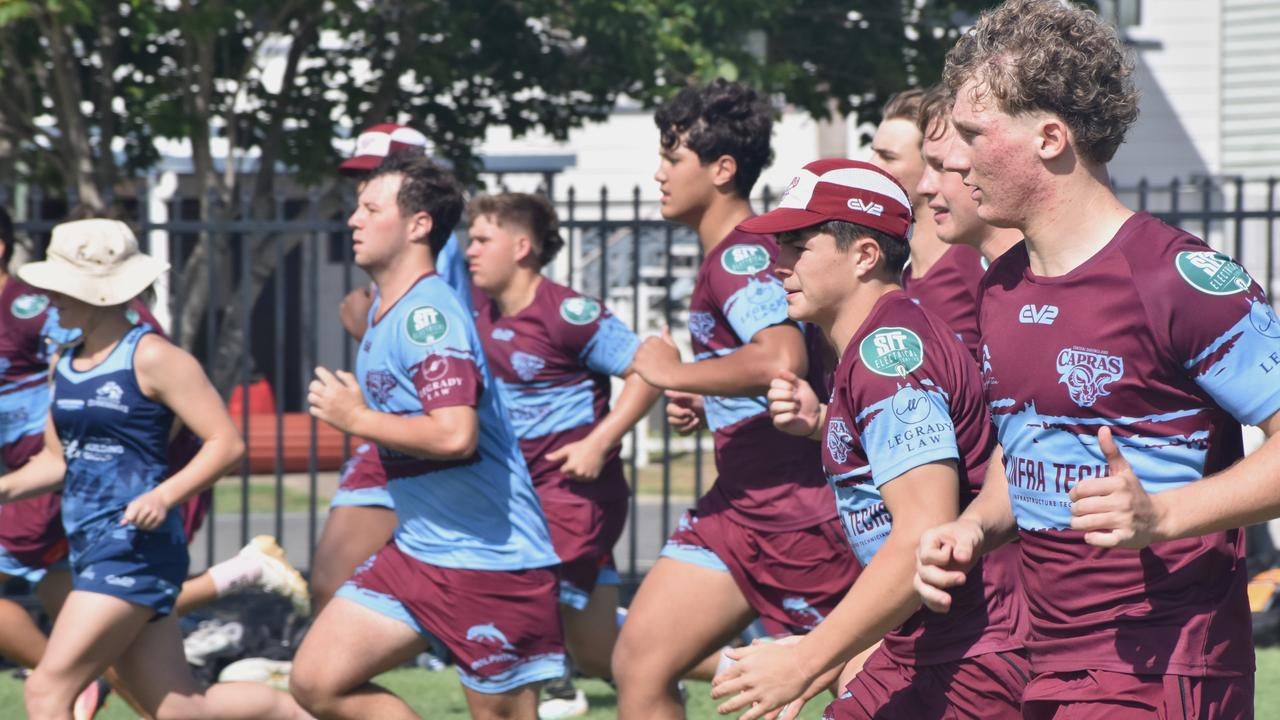 CQ Capras under-17 boys squad at a pre-season training session at The Cathedral College, Rockhampton, on December 7, 2024.