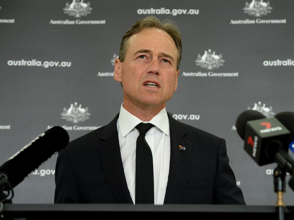 Greg Hunt has welcomed the news but will not rush Australia’s rollout plans. Picture: NCA NewsWire / Andrew Henshaw