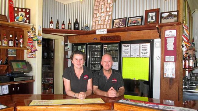 DAMN NEAR PERFECT: Royal Hotel owners Shane and Sam Toy can't fault Leyburn after moving to the town five years ago. Picture: Linda Mantova