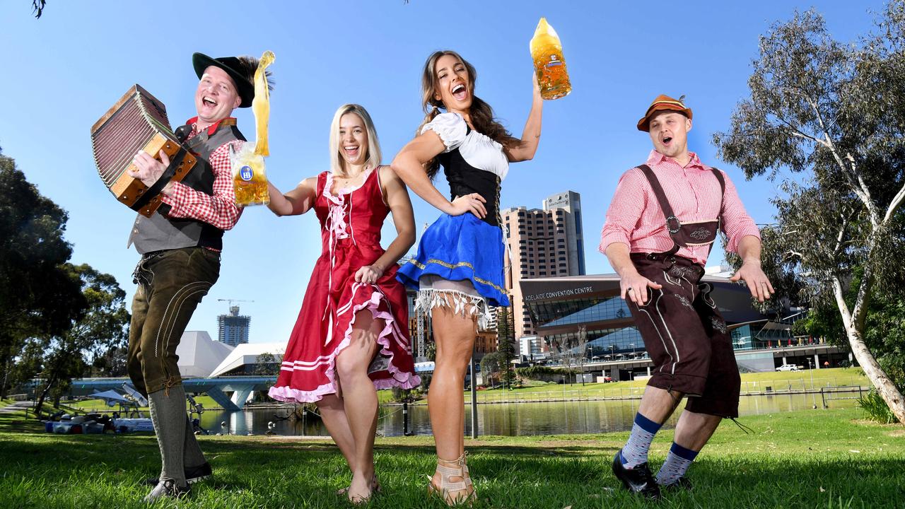 Henning Klovekorn, Ela Duys, Danielle Kondrat and Bart Duys at Pinky Flat where Oktoberfest has been moved. Picture: Tricia Watkinson