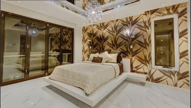 This ‘deluxe’ bedroom is one of six in Mr Mehajer’s Lidcombe home. Picture: Surething Realty