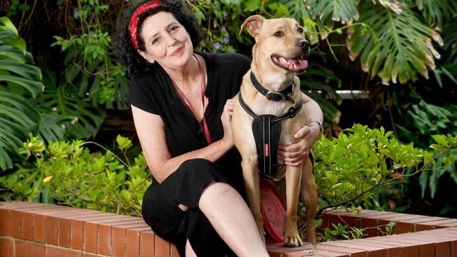 Penny Ogden, who manages St Vincent de Paul domestic violence shelter, with her dog Max. Picture: Tricia Watkinson