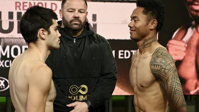 Anton Markovic and Viliami Liavaa face-off. Picture: No Limit Boxing
