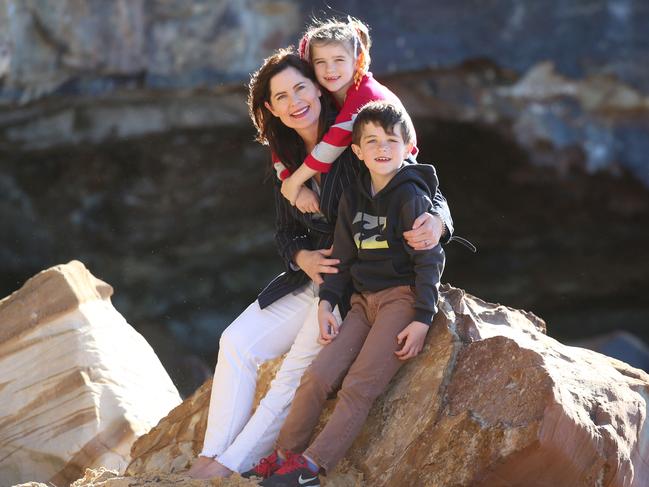 Mrs Wicks and her children Mollie-Joy and Oscar 8 at The Haven in Terrigal. Picture: Sue Graham