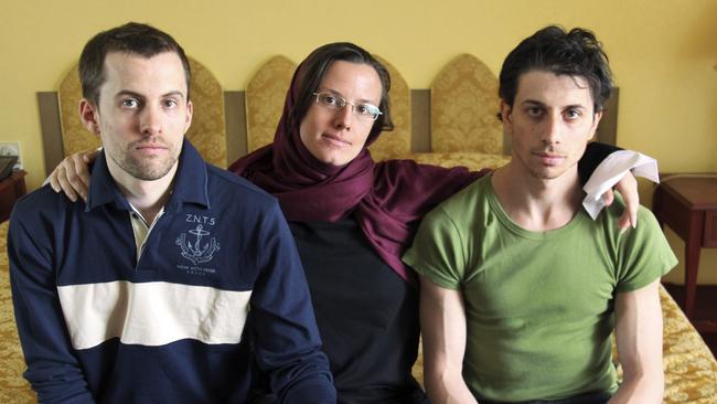 American hikers Shane Bauer, Sarah Shourd and Josh Fattal were detained in Iran’s Evin prison. Picture: AP