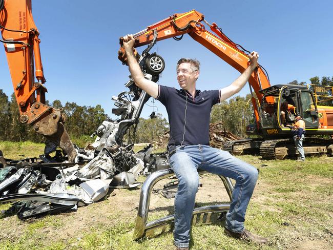 Ashton Wood destroying his $50,000 Jeep. Picture: Megan Slade