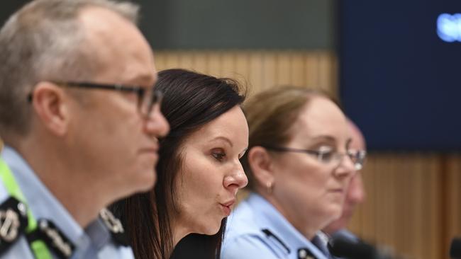 Australian Federal Police Chief Operating Officer, Charlotte Tressler appears before a Senate committee hearing at Parliament House in Canberra. Picture: NCA NewsWire / Martin Ollman