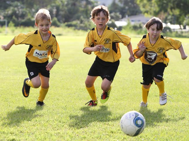 Thomas Waddingham, Tom Berzinski and Ollie Berry (L-R) representing Edge Hill United. 2011. Credit: Tom Lee