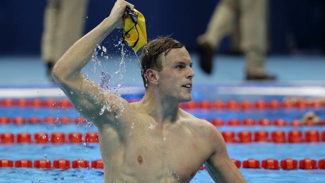 Kyle Chalmers wins gold in the 100m freestyle at the 2016 Rio Olympics. Picture: AP