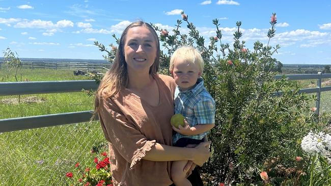 Jacqui Rich with her son after LifeFlight saved her life