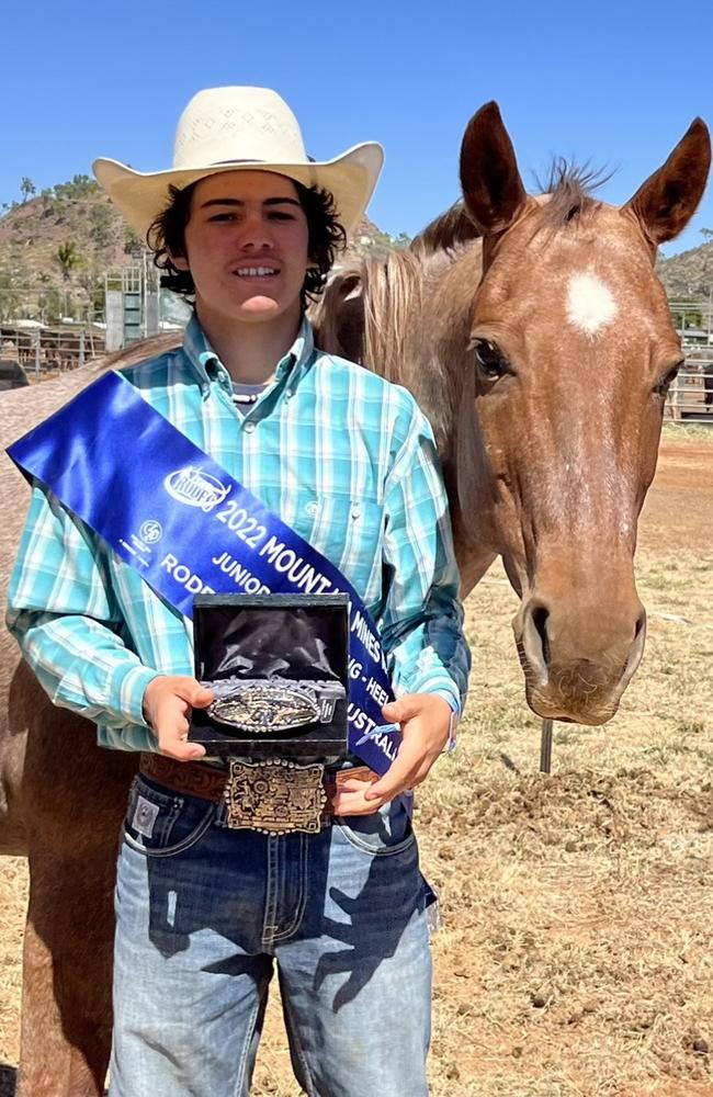 Black River bull rider Dallon Finch with Cheux at the 2022 Mount Isa Mines Rodeo.