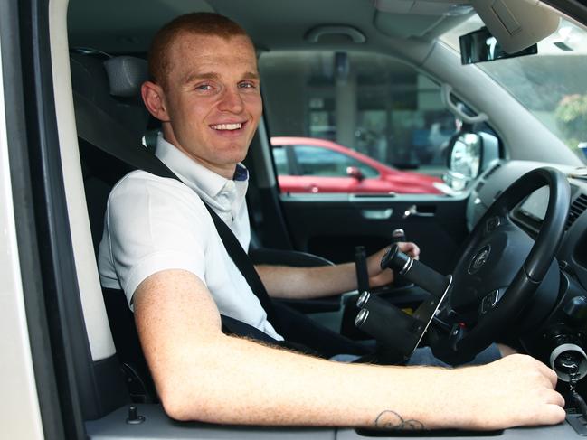 SUNDAY TELEGRAPH SPECIAL. MUST NOT BE PUBLISHED WITHOUT TALKING TO SPORTS EDITOR JIMMY SILVER Former Knight's rugby league star Alex McKinnon has plenty of independence after taking delivery of his specially modified wheelchair van in Newcastle. Picture by Peter Lorimer.