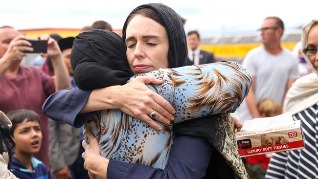 Jacinda Ardern took time to meet with members of New Zealand’s Muslim community at the weekend. Picture: Hagen Hopkins/Getty