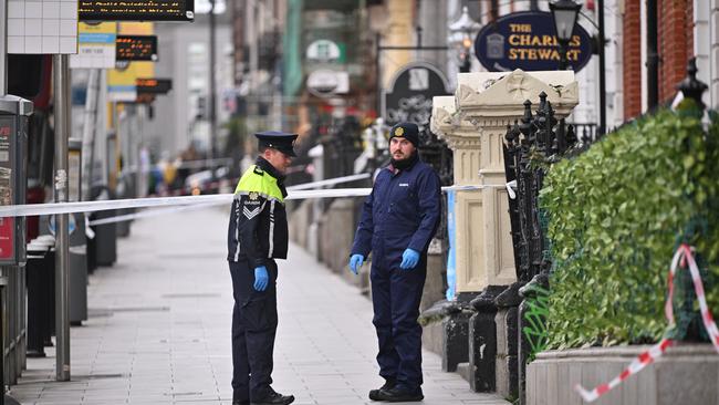 Police officers near the crime scene from yesterdays stabbing in Dublin. Photo: Charles McQuillan/Getty Images