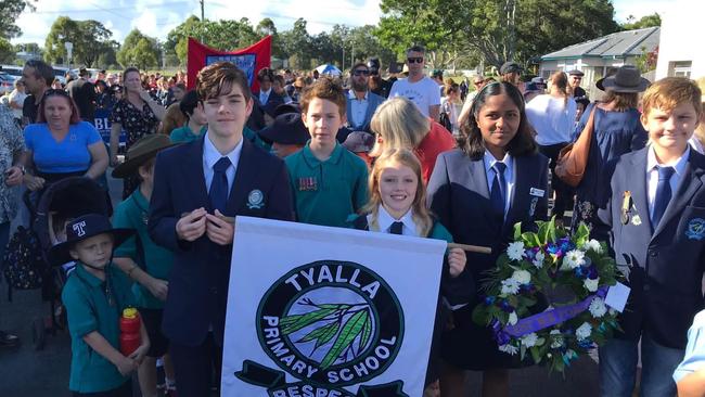 Tyalla Public School captains at Coffs Harbour 2023 Anzac Day service.