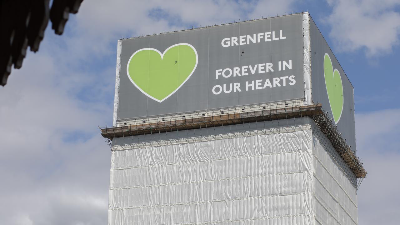 A covered Grenfell Tower on June 14, 2020 in London. Anselm Ebulue/Getty