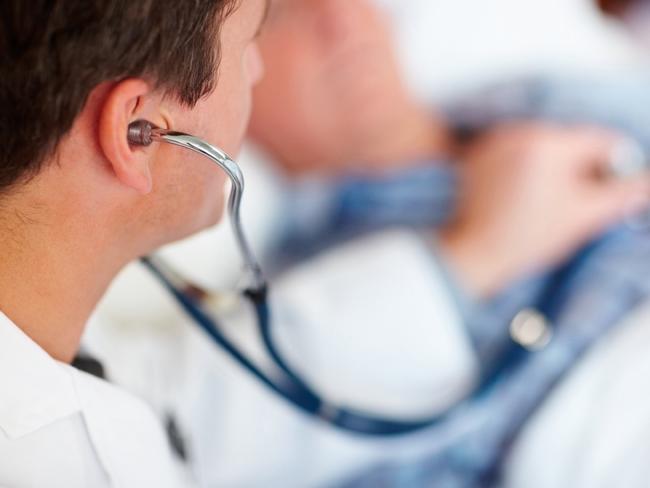 01/05/2012 NEWS: Generic image of a doctor examining a patient's heart beat with a stethoscope. Pic. Supplied