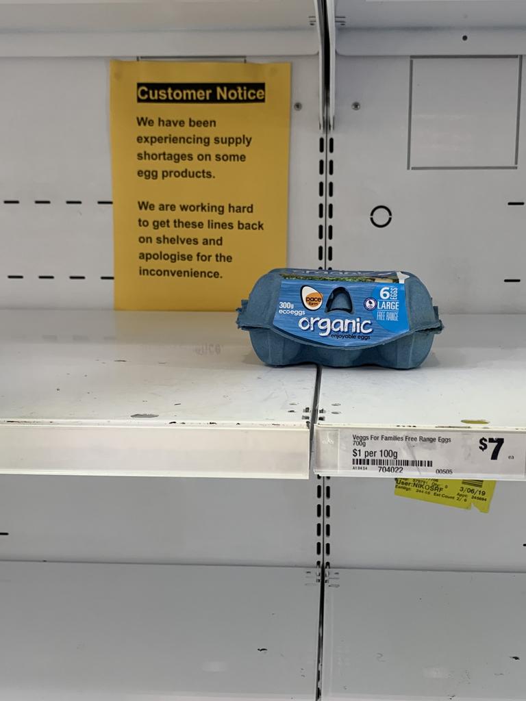 Just about the only eggs left at one Woolies store.