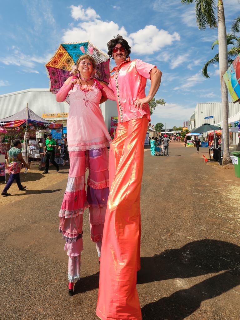 Stilt walk actors Bob and Babe as Day at the Royal Darwin Show. Picture GLENN CAMPBELL