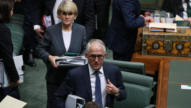 The Prime Minister Malcolm Turnbull with Julie Bishop. Picture: Gary Ramage