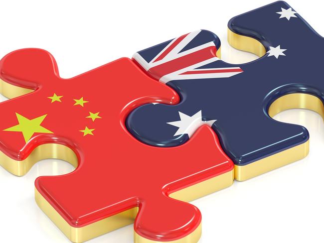 China and Australia puzzles from flags, 3D rendering