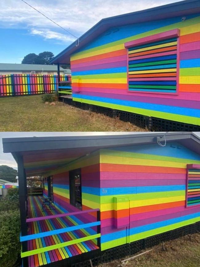 The Phillip Island house was painted in the vibrant colours in April last year