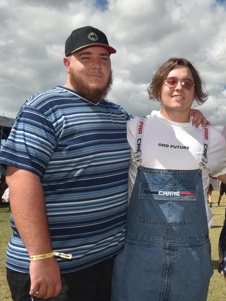 Where else can a man wear overalls and Elton John sunglasses?... Jarod Rout, Nathan Pasinoly, Rikki Reggardo and Connor Redshaw. Picture: Evan Morgan