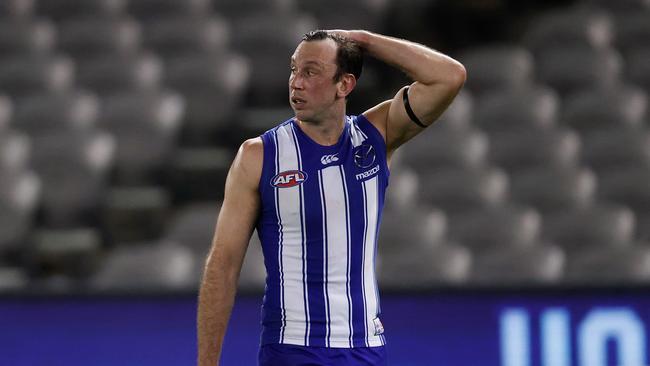 Will Todd Goldstein maintain the No. 1 ruck mantle at North Melbourne? Picture: Michael Willson/AFL Photos via Getty Images