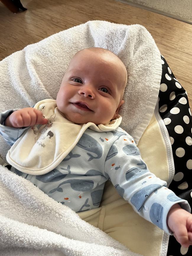 Lloyd Fancis Powell born November 2024 with mum Donna Powell. Deliver for Tassie Mums campaign. Picture: Donna Powell