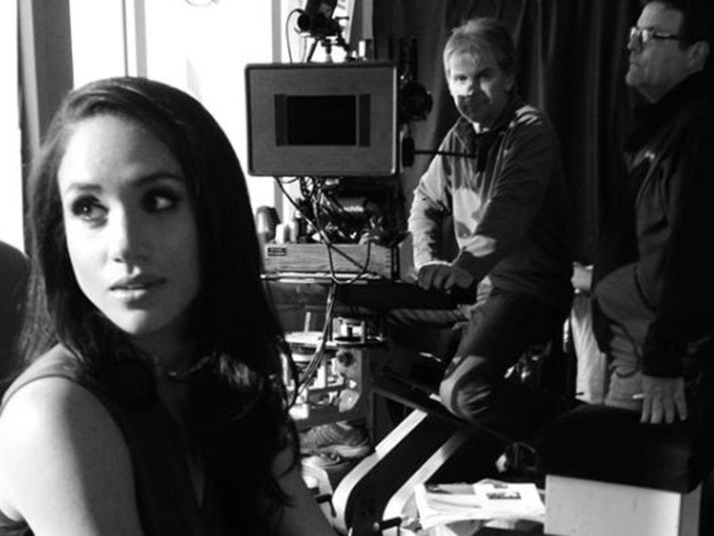 Behind the scenes photo of Meghan Markle on Suits. Picture: Instagram/Patrick Adams